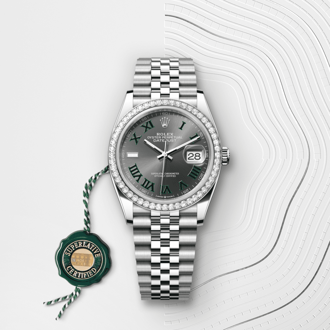 Rolex Datejust 36 Oyster, 36 mm, Oystersteel çelik, beyaz altın ve pırlanta M126284RBR-0037