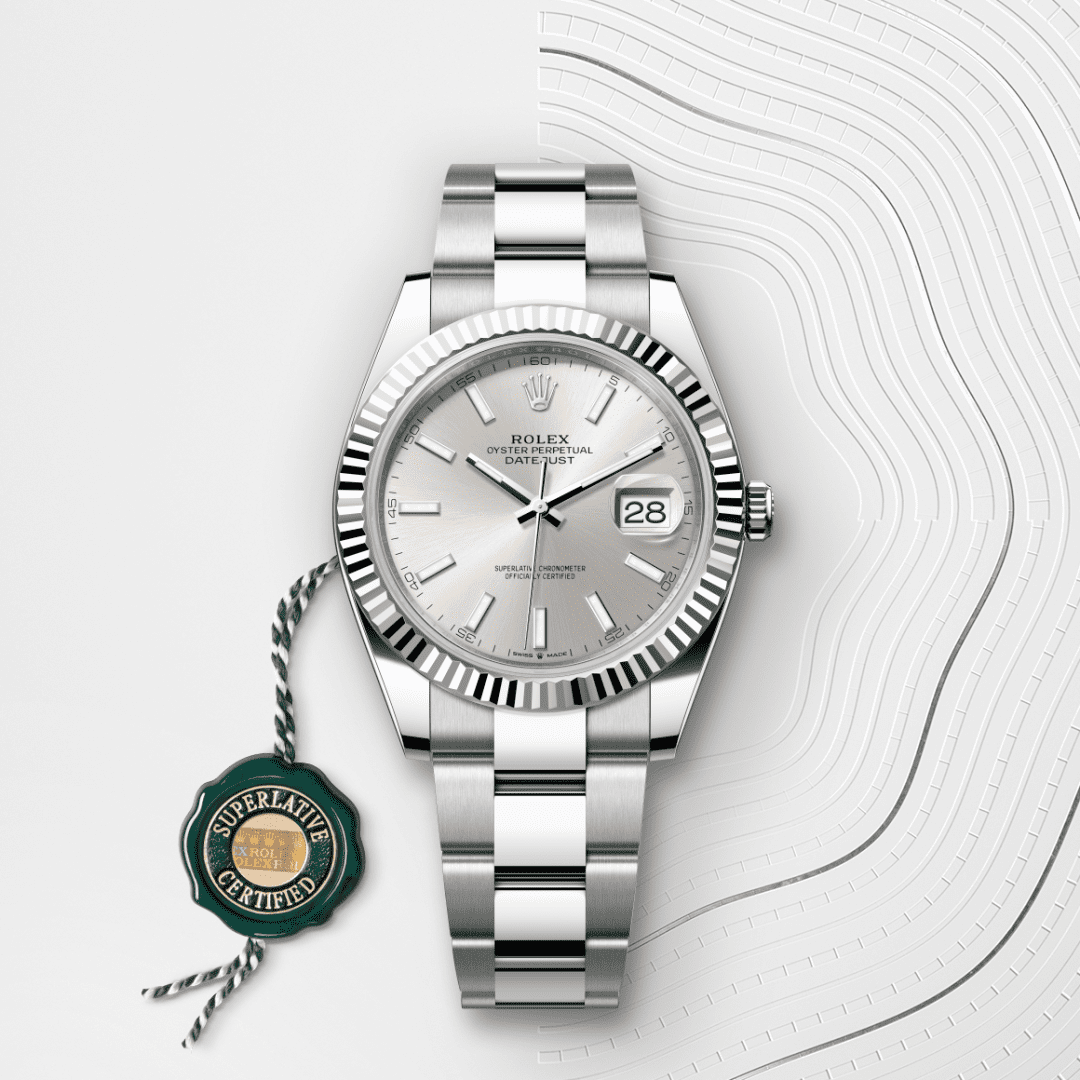 Rolex Datejust 41 Oyster, 41 mm, Oystersteel çelik ve beyaz altın M126334-0003