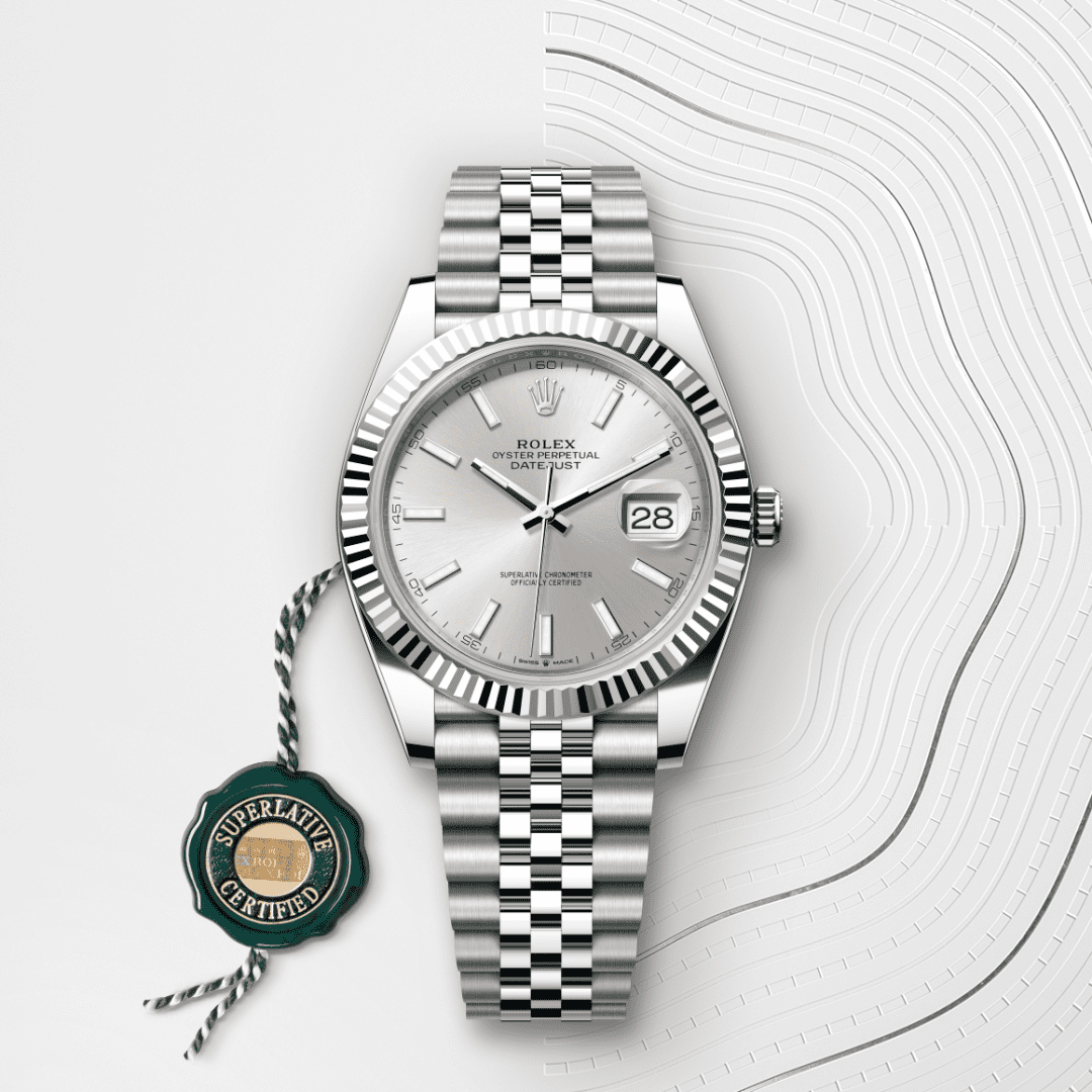 Rolex Datejust 41 Oyster, 41 mm, Oystersteel çelik ve beyaz altın M126334-0004