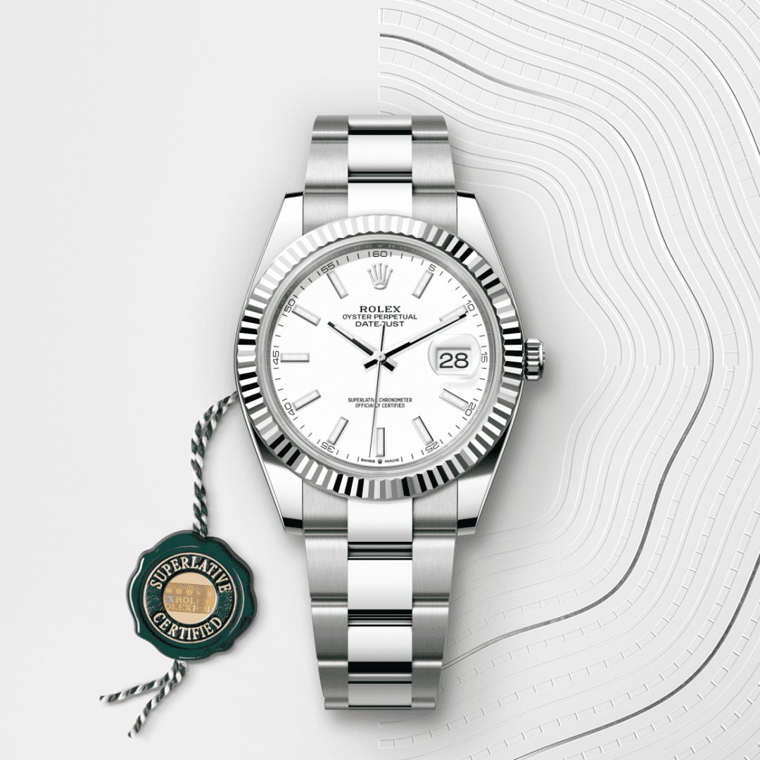 Rolex Datejust 41 Oyster, 41 mm, Oystersteel çelik ve beyaz altın M126334-0009