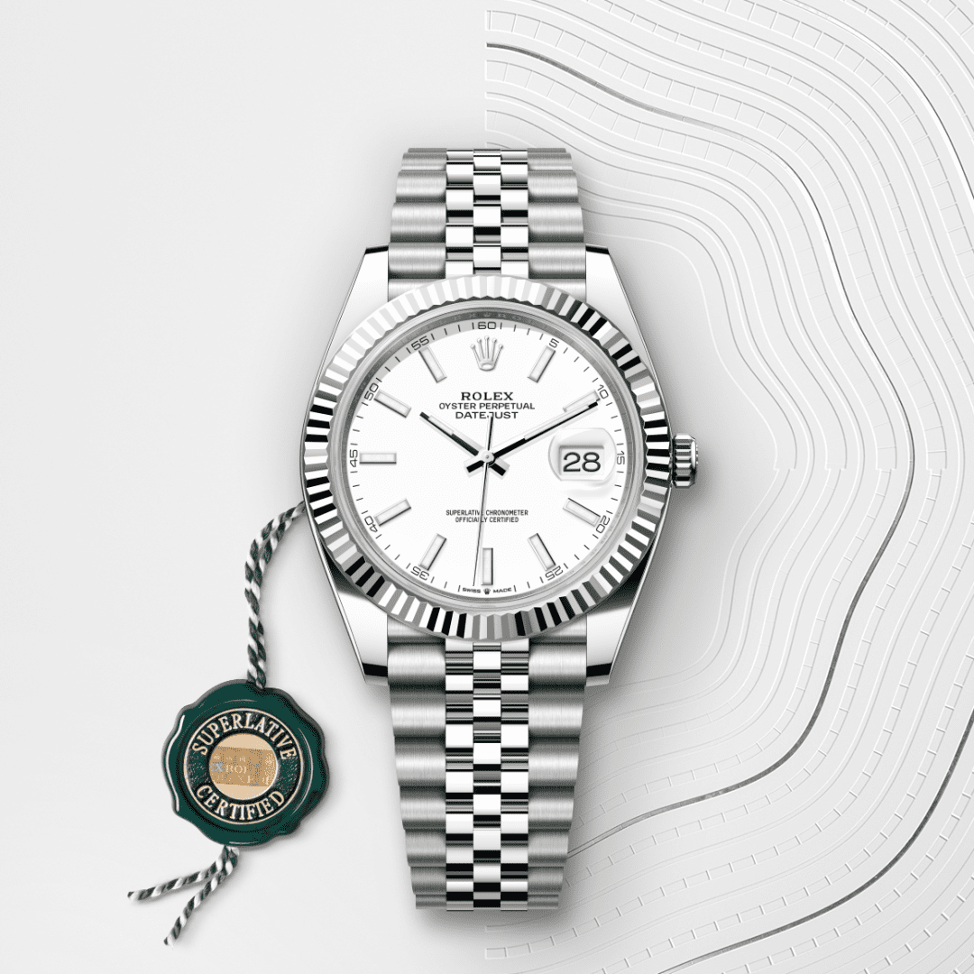 Rolex Datejust 41 Oyster, 41 mm, Oystersteel çelik ve beyaz altın M126334-0010