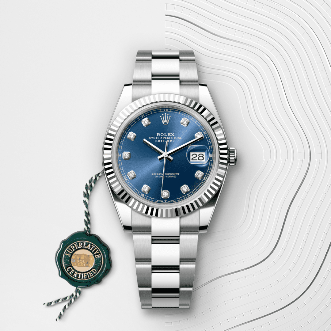 Rolex Datejust 41 Oyster, 41 mm, Oystersteel çelik ve beyaz altın M126334-0015