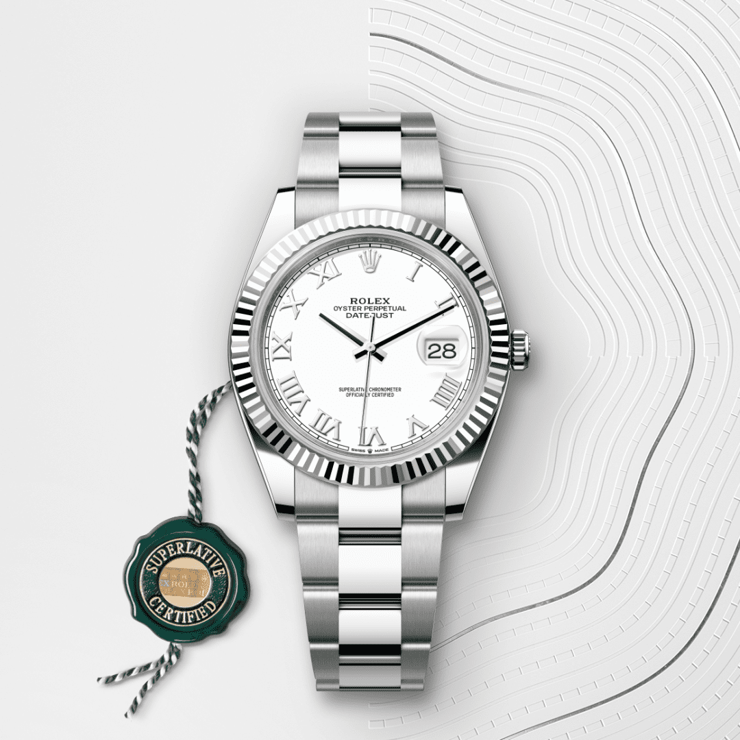 Rolex Datejust 41 Oyster, 41 mm, Oystersteel çelik ve beyaz altın M126334-0023