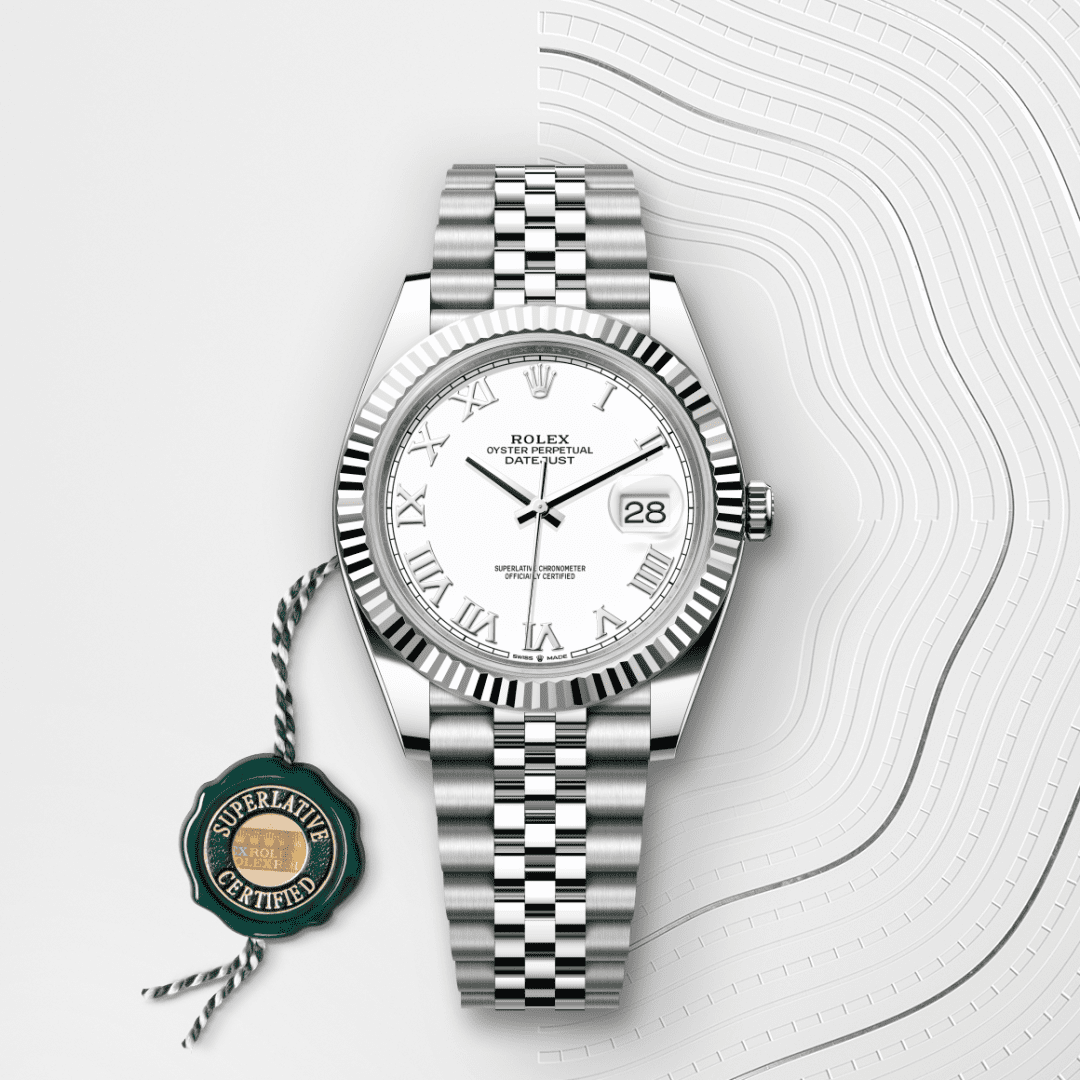 Rolex Datejust 41 Oyster, 41 mm, Oystersteel çelik ve beyaz altın M126334-0024