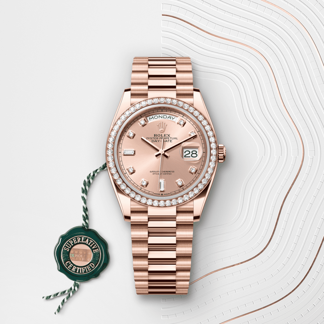 Rolex Day-Date 36 Oyster, 36 mm, Everose altın ve pırlanta M128345RBR-0009