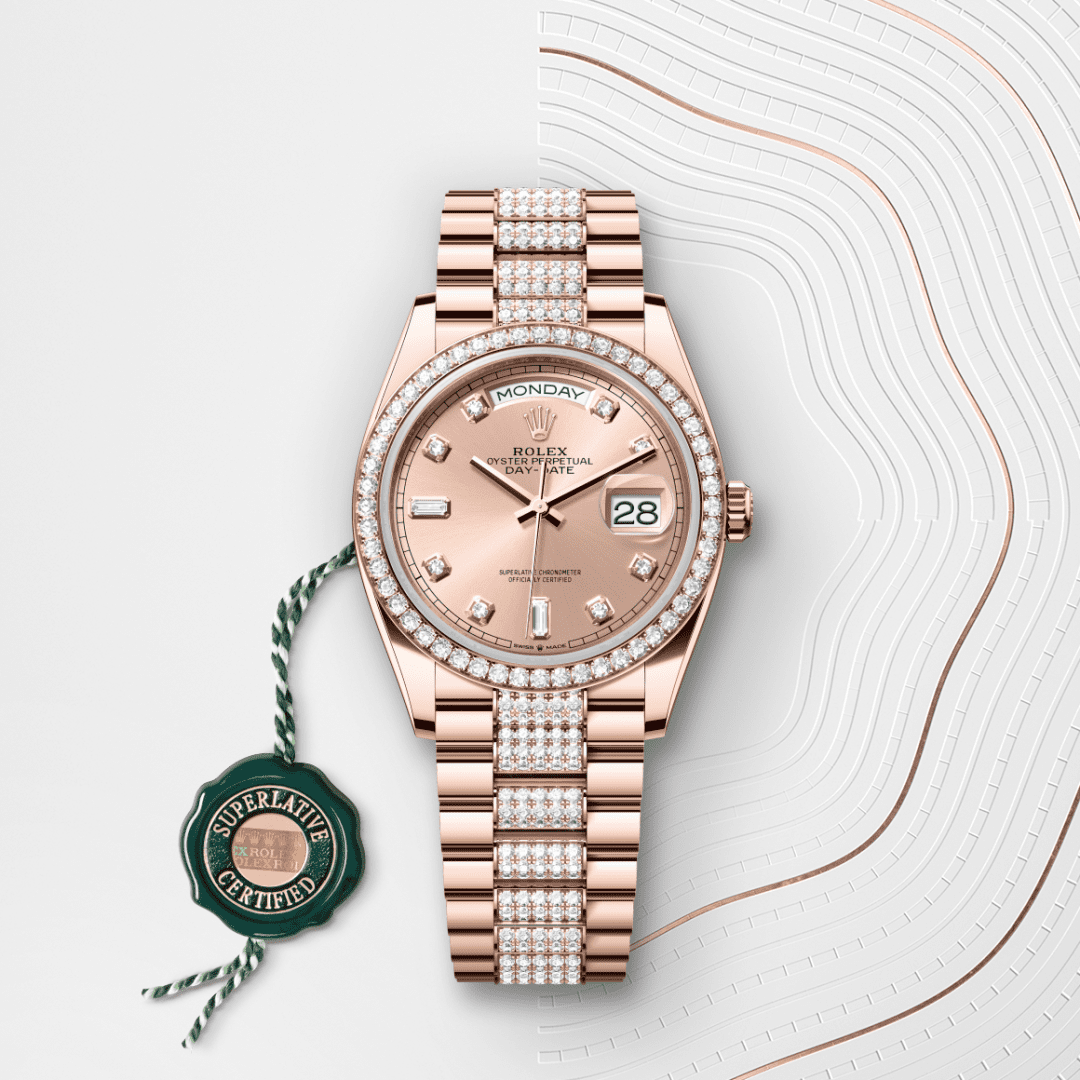 Rolex Day-Date 36 Oyster, 36 mm, Everose altın ve pırlanta M128345RBR-0020