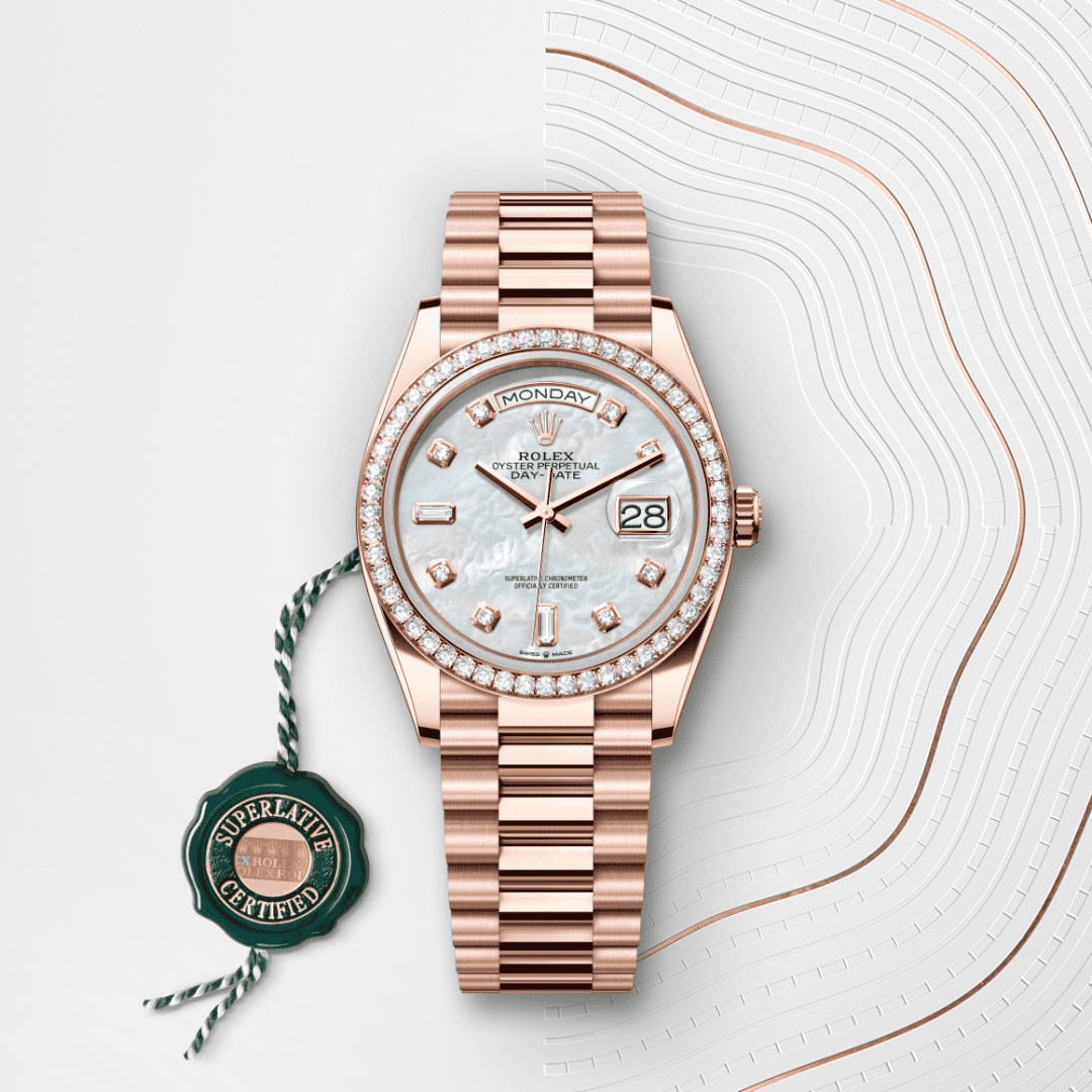 Rolex Day-Date 36 Oyster, 36 mm, Everose altın ve pırlanta M128345RBR-0028