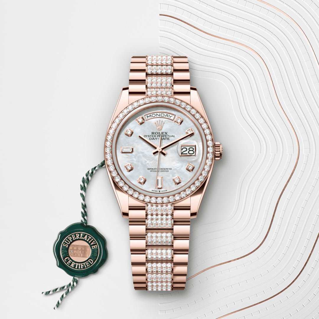 Rolex Day-Date 36 Oyster, 36 mm, Everose altın ve pırlanta M128345RBR-0030