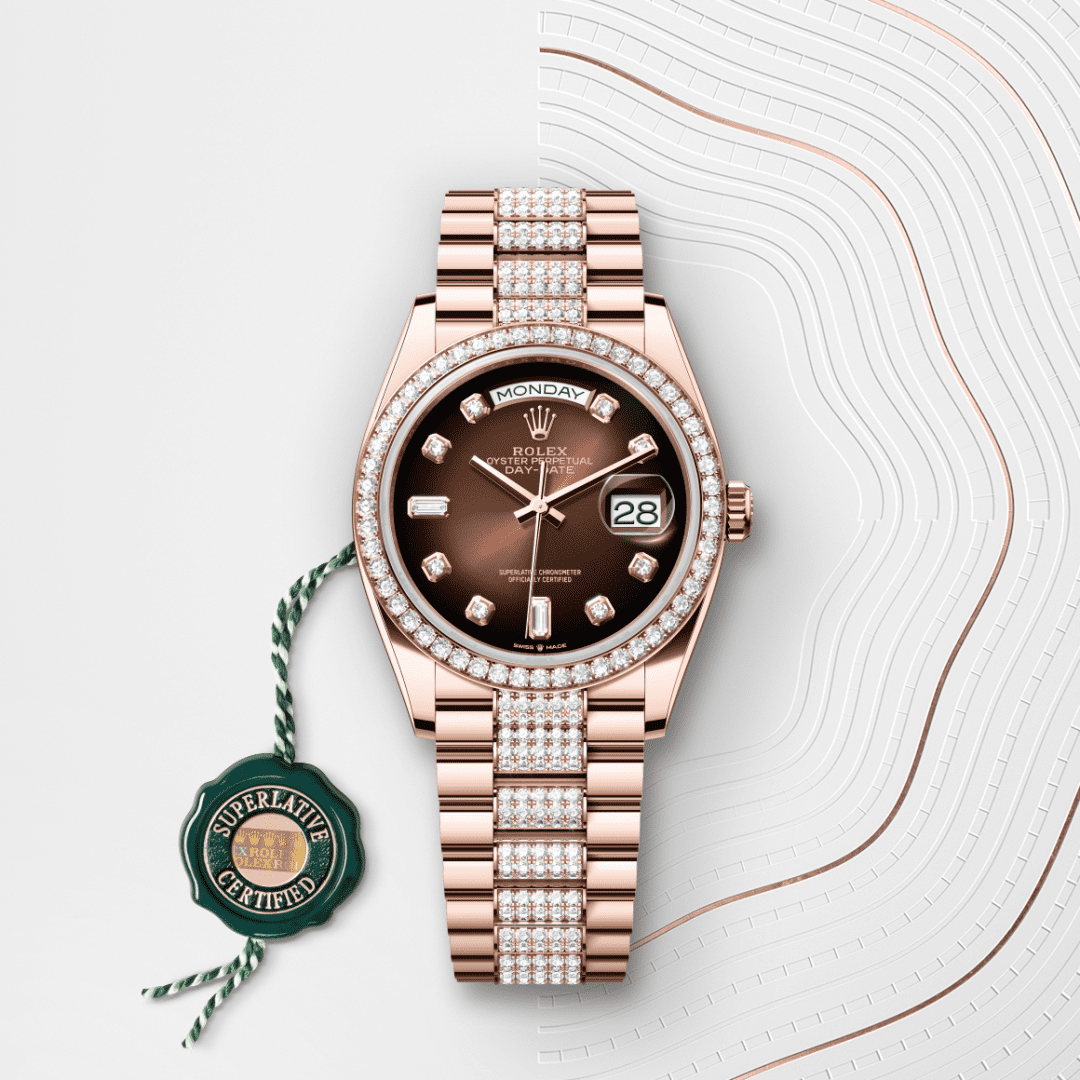 Rolex Day-Date 36 Oyster, 36 mm, Everose altın ve pırlanta M128345RBR-0041