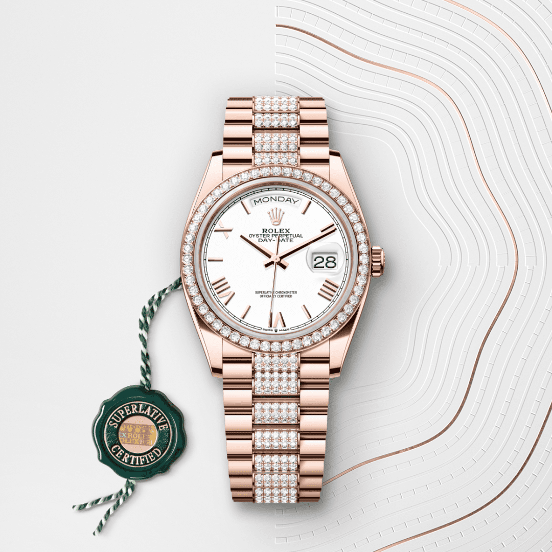 Rolex Day-Date 36 Oyster, 36 mm, Everose altın ve pırlanta M128345RBR-0071