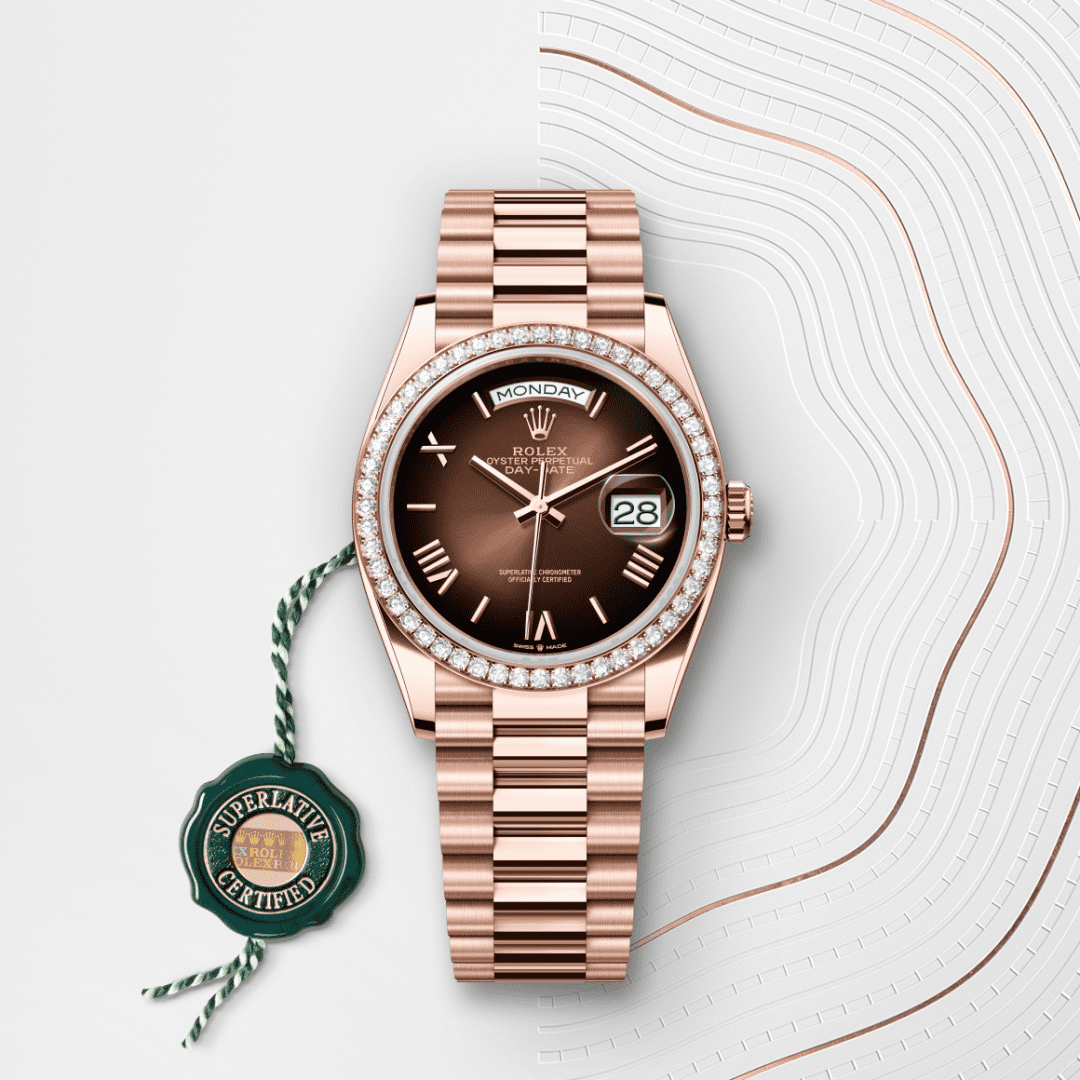 Rolex Day-Date 36 Oyster, 36 mm, Everose altın ve pırlanta M128345RBR-0075