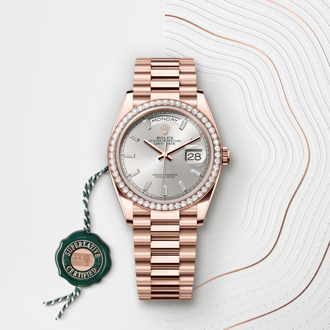 Rolex Day-Date 36 Oyster, 36 mm, Everose altın ve pırlanta M128345RBR-0081