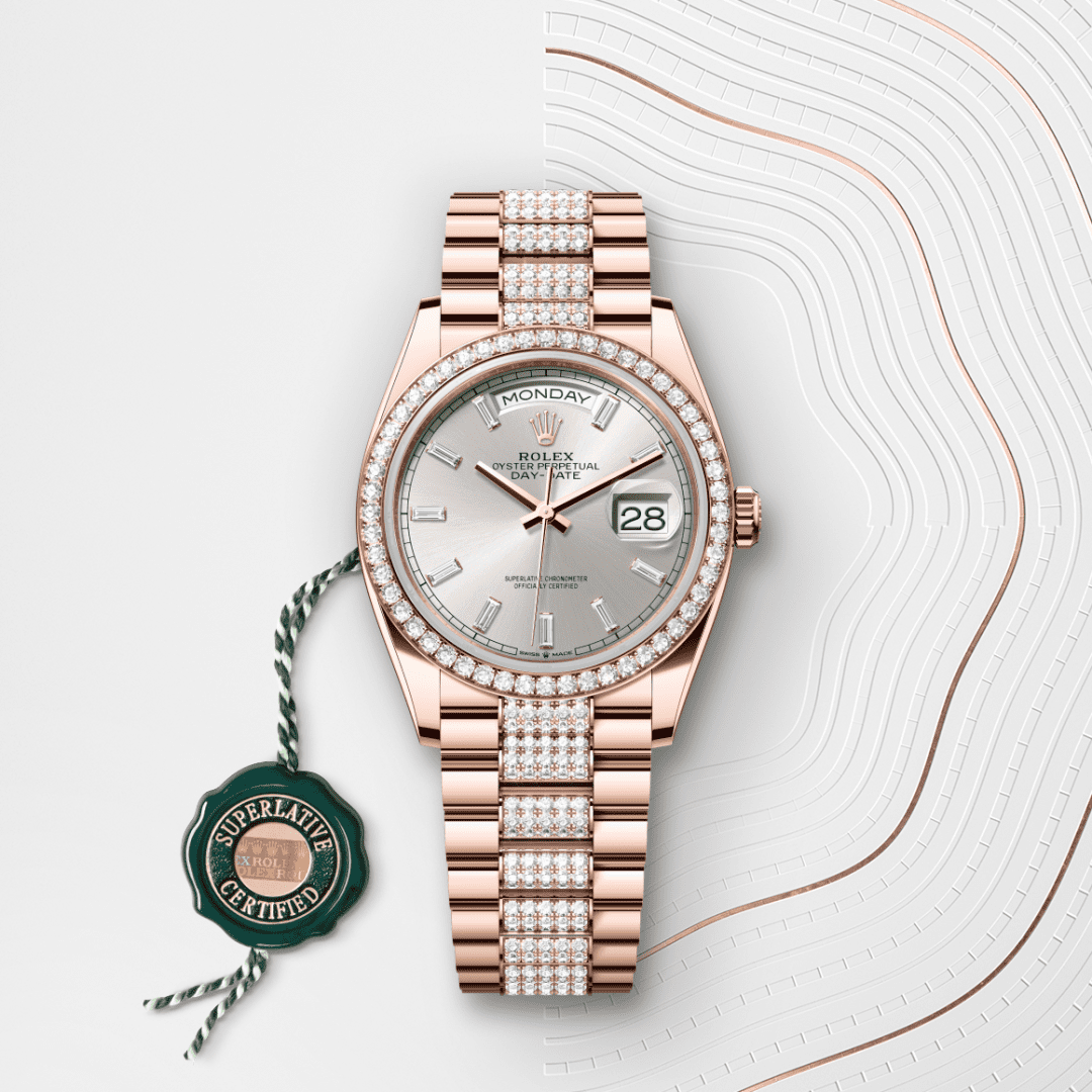 Rolex Day-Date 36 Oyster, 36 mm, Everose altın ve pırlanta M128345RBR-0082