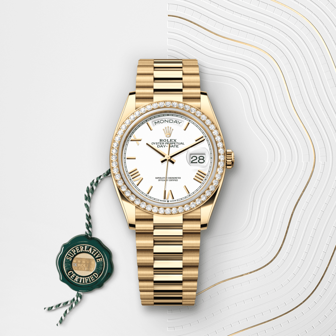 Rolex Day-Date 36 Oyster, 36 mm, sarı altın ve pırlanta M128348RBR-0064