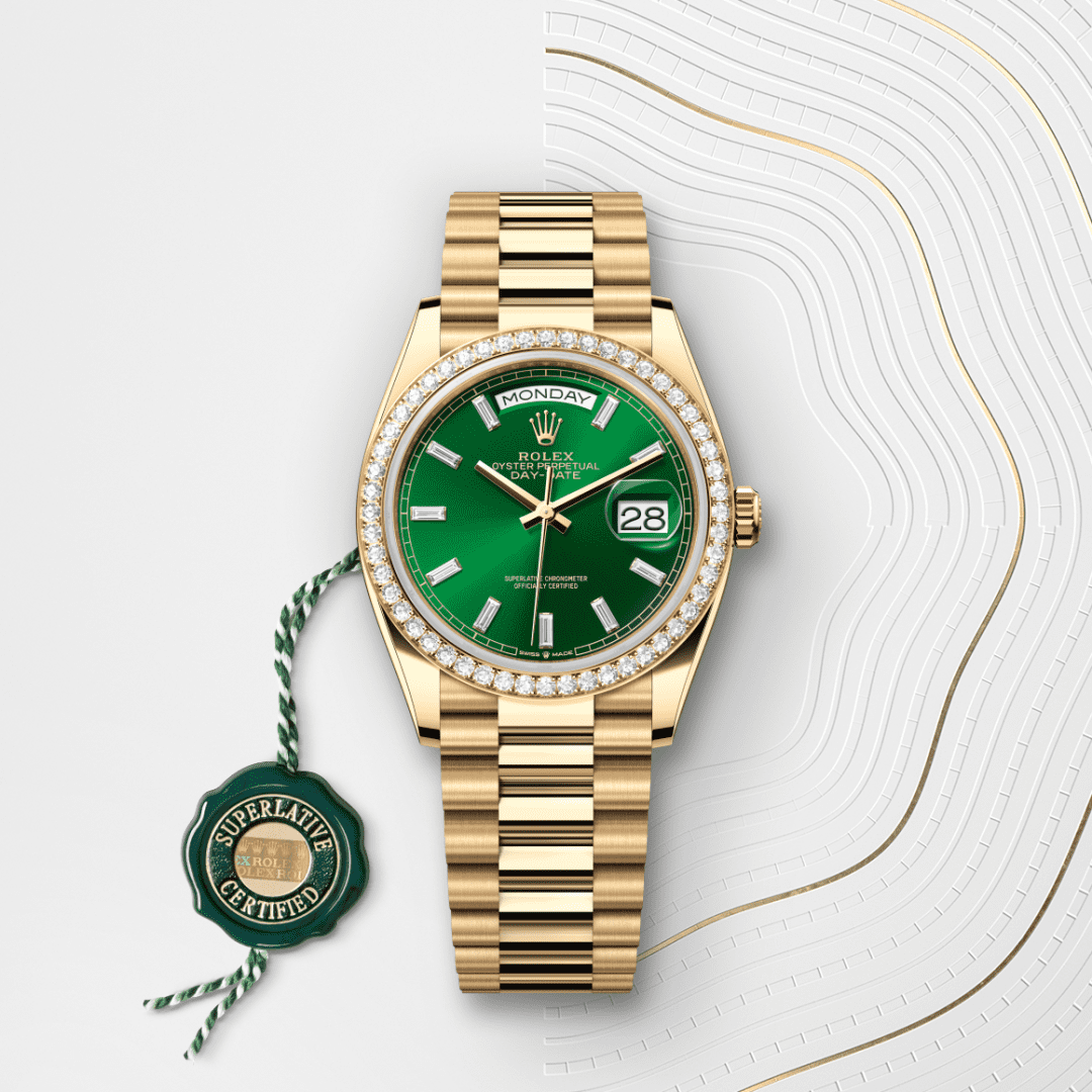 Rolex Day-Date 36 Oyster, 36 mm, sarı altın ve pırlanta M128348RBR-0078