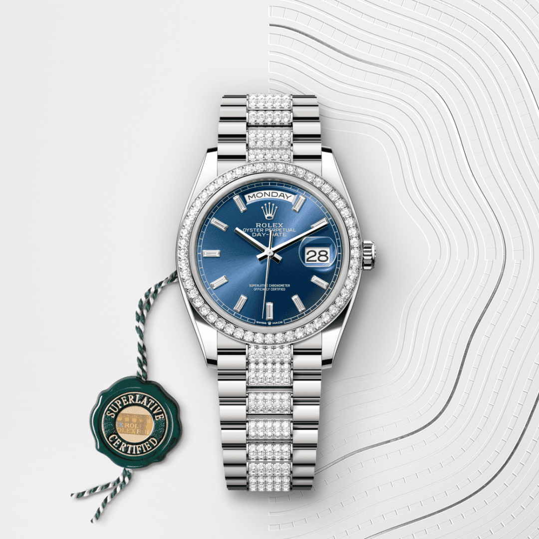 Rolex Day-Date 36 Oyster, 36 mm, beyaz altın ve pırlanta M128349RBR-0052