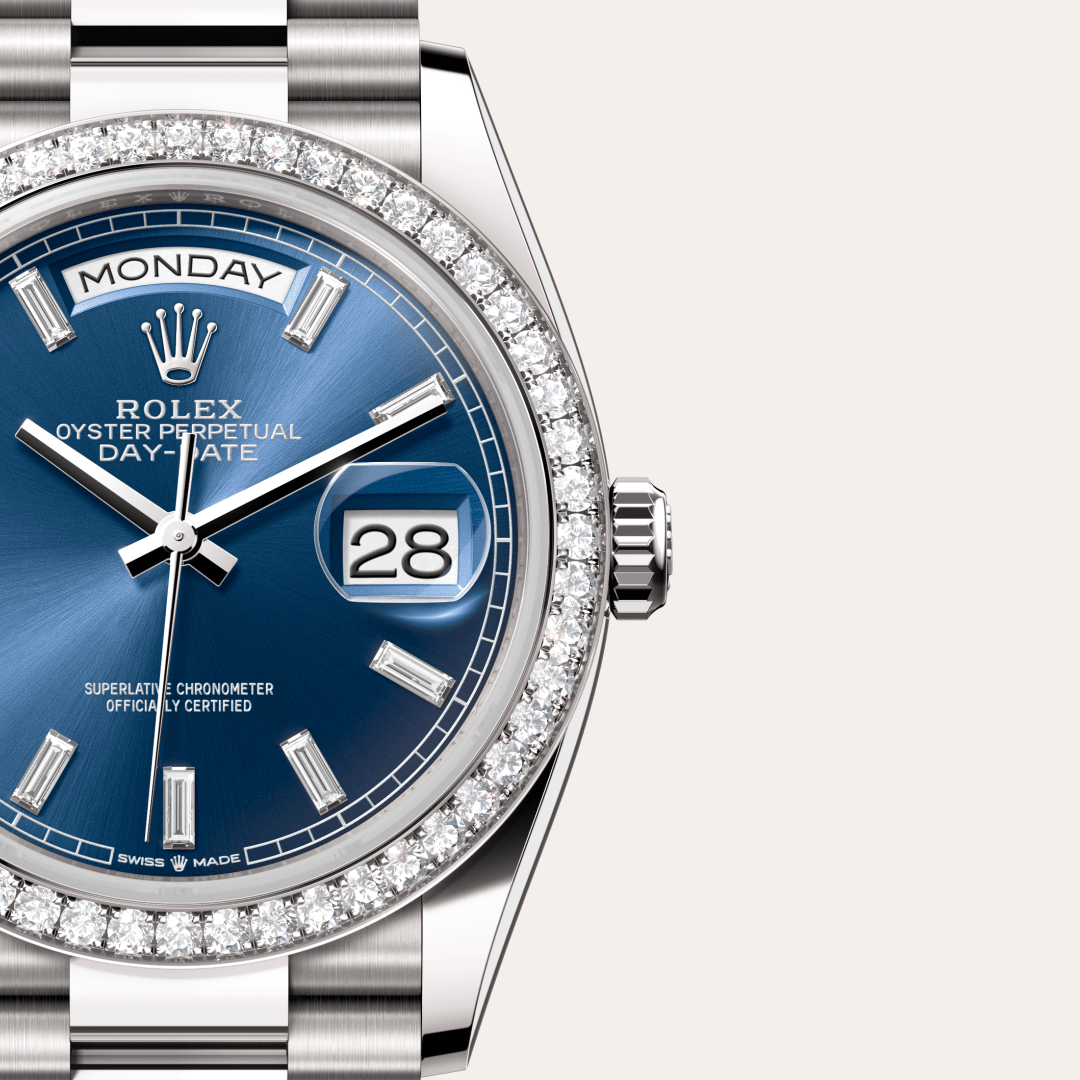 Rolex Day-Date 36 Oyster, 36 mm, beyaz altın ve pırlanta M128349RBR-0087