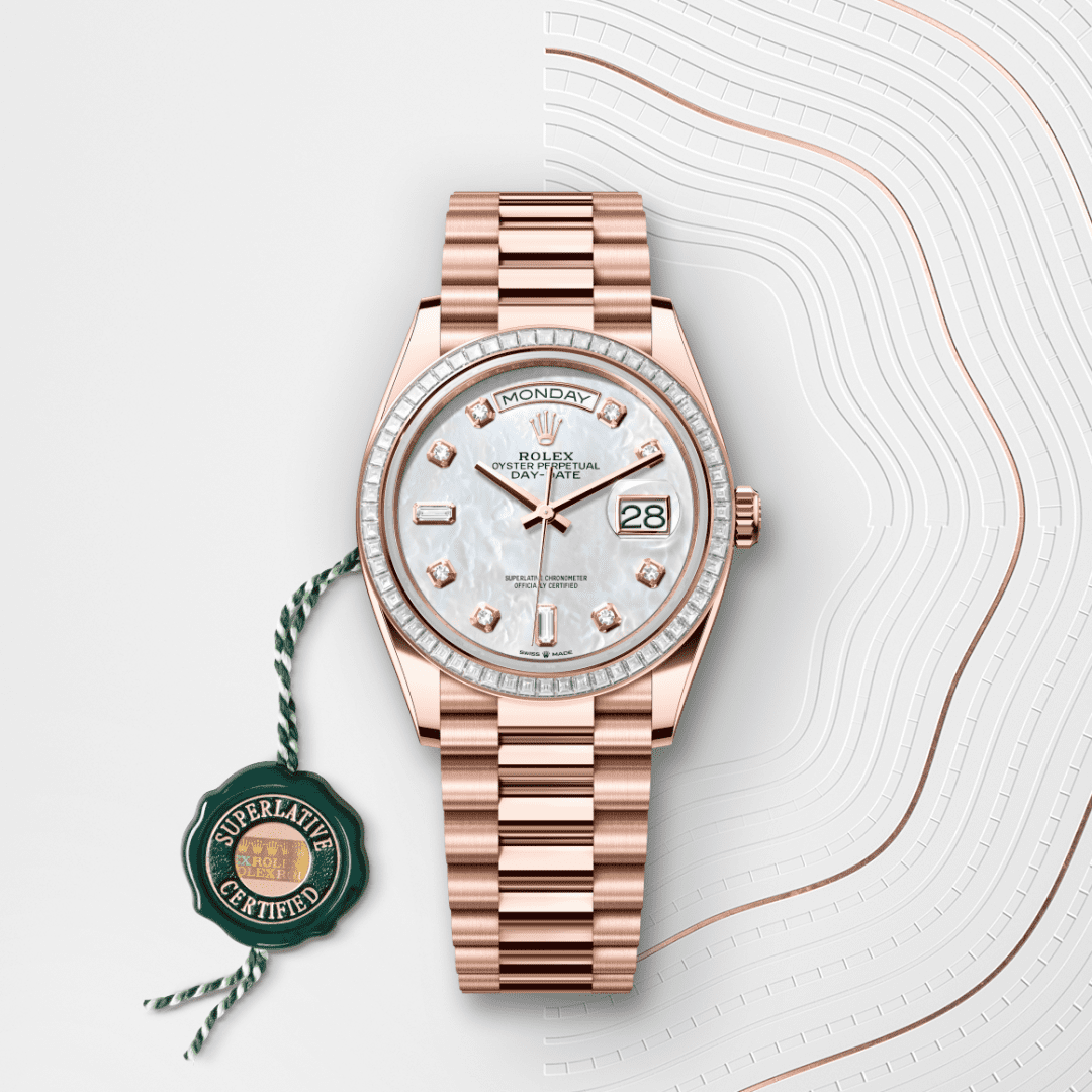 Rolex Day-Date 36 Oyster, 36 mm, Everose altın ve pırlanta M128395TBR-0006