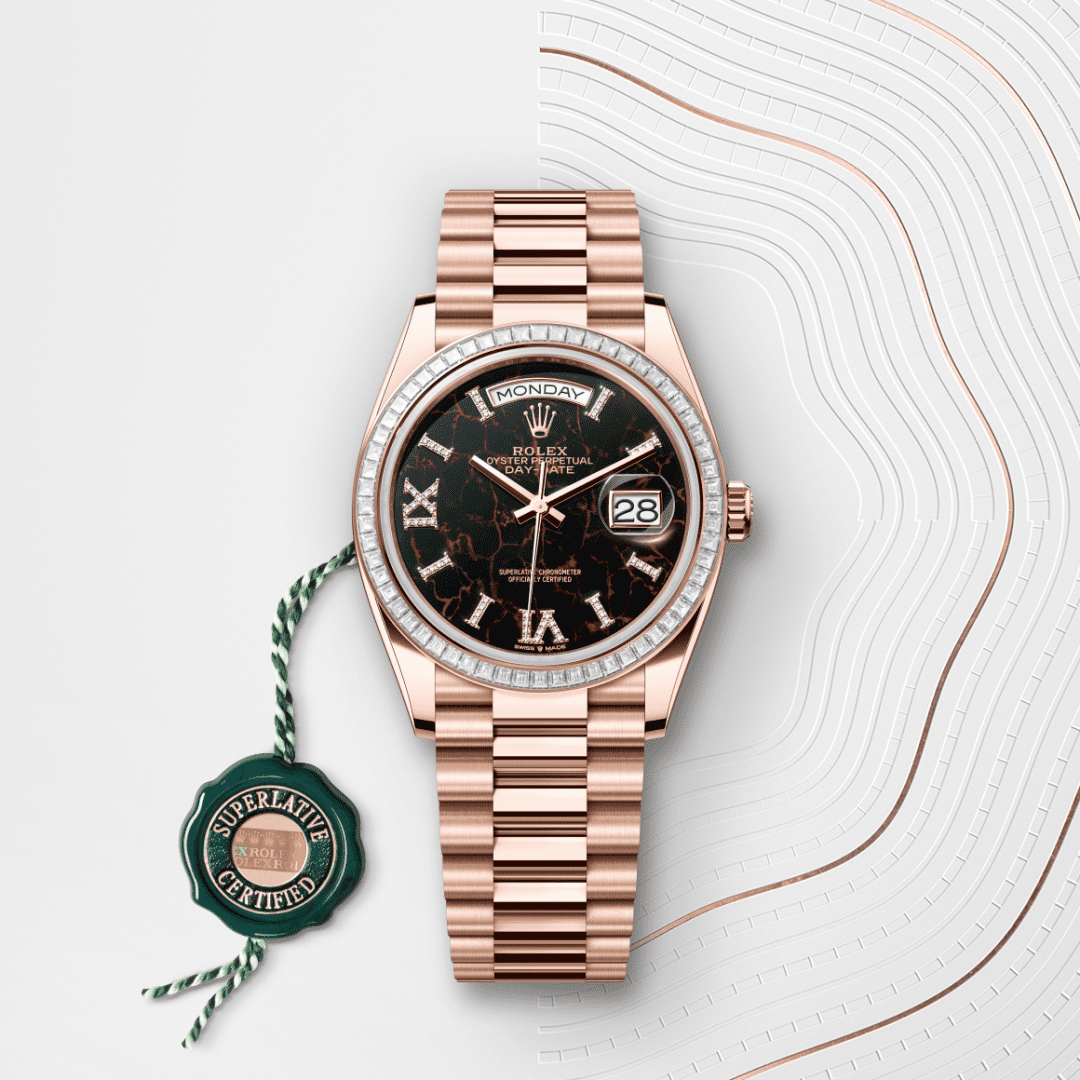 Rolex Day-Date 36 Oyster, 36 mm, Everose altın ve pırlanta M128395TBR-0010