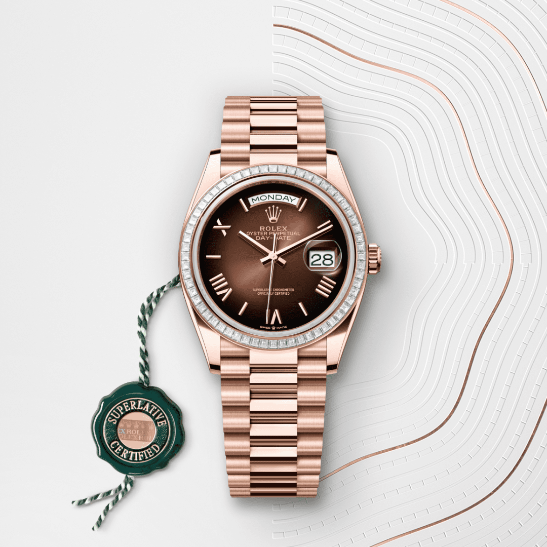 Rolex Day-Date 36 Oyster, 36 mm, Everose altın ve pırlanta M128395TBR-0024