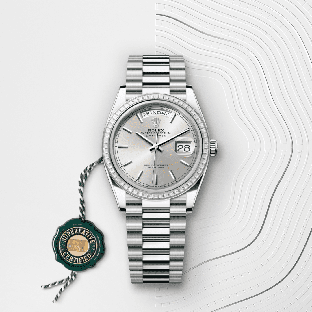 Rolex Day-Date 36 Oyster, 36 mm, platin ve pırlanta M128396TBR-0004