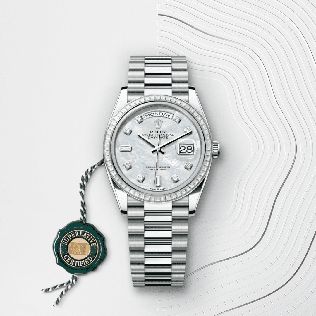 Rolex Day-Date 36 Oyster, 36 mm, platin ve pırlanta M128396TBR-0005