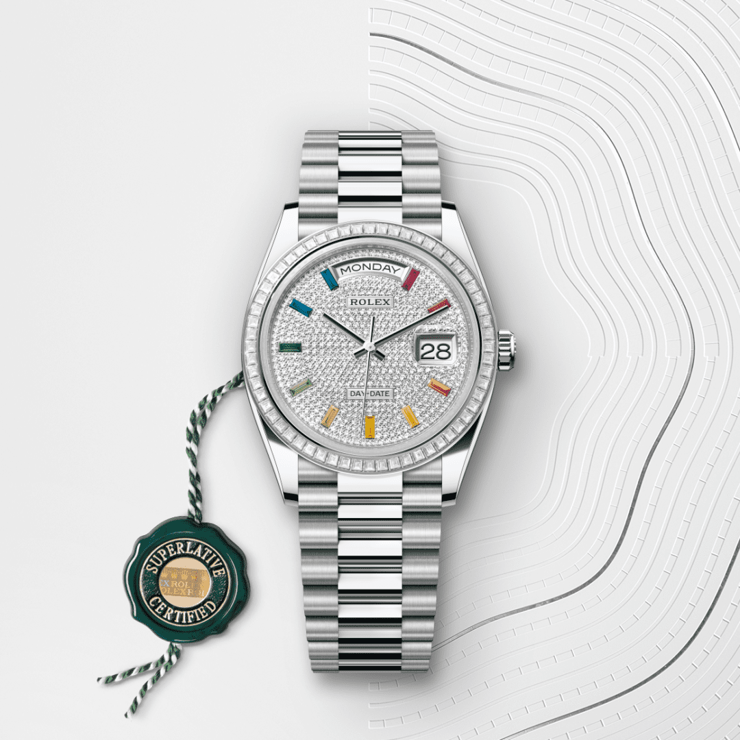Rolex Day-Date 36 Oyster, 36 mm, platin ve pırlanta M128396TBR-0006