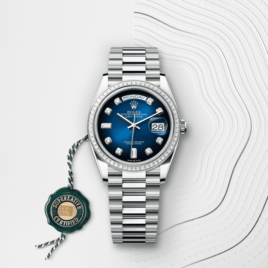 Rolex Day-Date 36 Oyster, 36 mm, platin ve pırlanta M128396TBR-0008