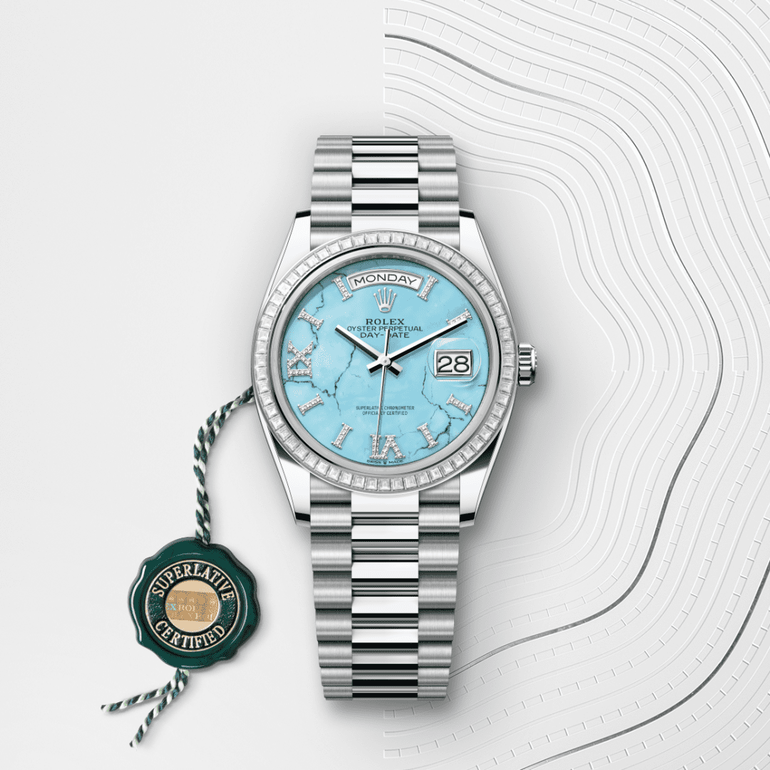 Rolex Day-Date 36 Oyster, 36 mm, platin ve pırlanta M128396TBR-0016