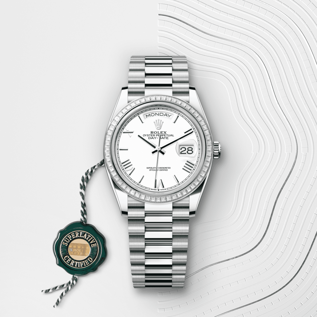 Rolex Day-Date 36 Oyster, 36 mm, platin ve pırlanta M128396TBR-0018