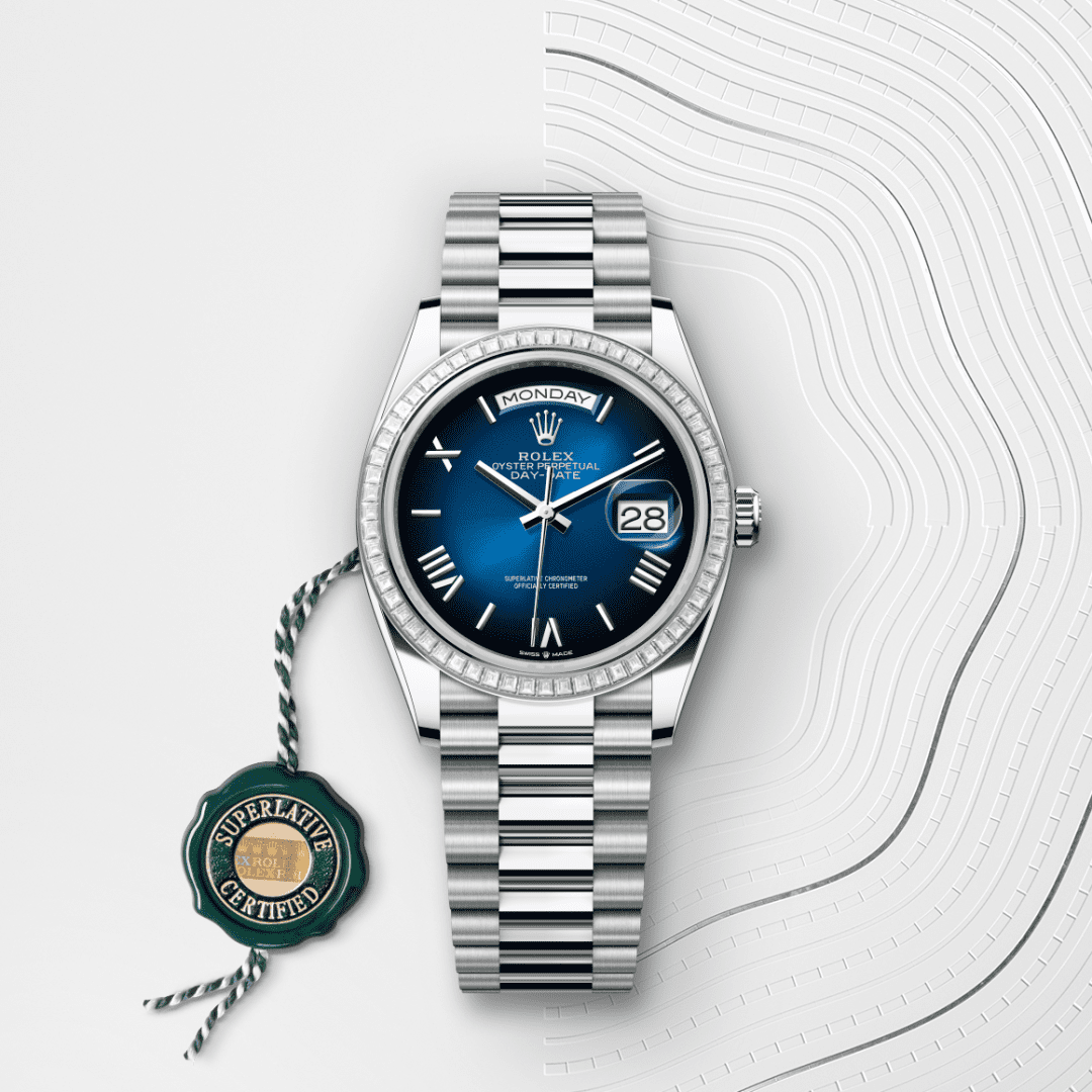 Rolex Day-Date 36 Oyster, 36 mm, platin ve pırlanta M128396TBR-0021