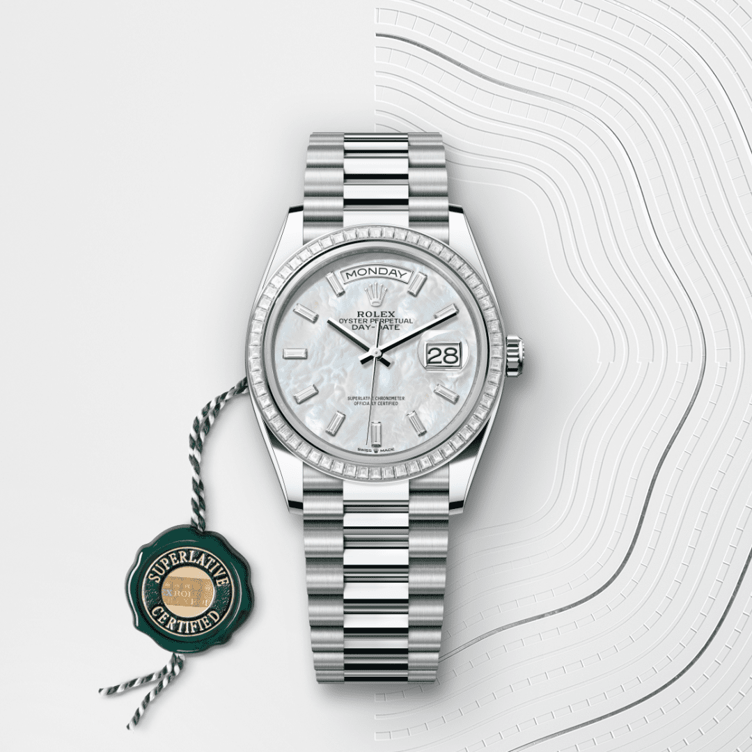 Rolex Day-Date 36 Oyster, 36 mm, platin ve pırlanta M128396TBR-0022