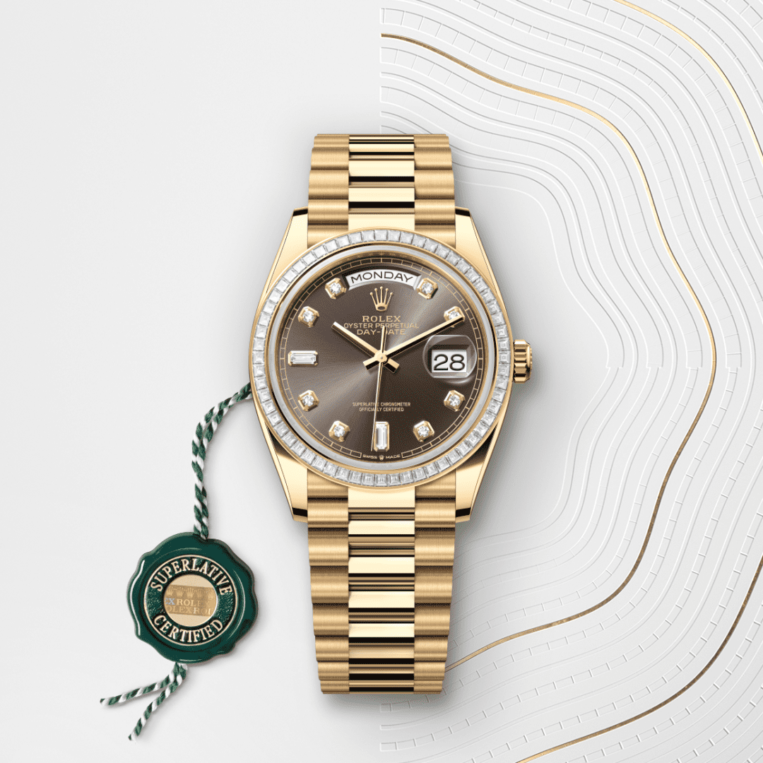 Rolex Day-Date 36 Oyster, 36 mm, sarı altın ve pırlanta M128398TBR-0006