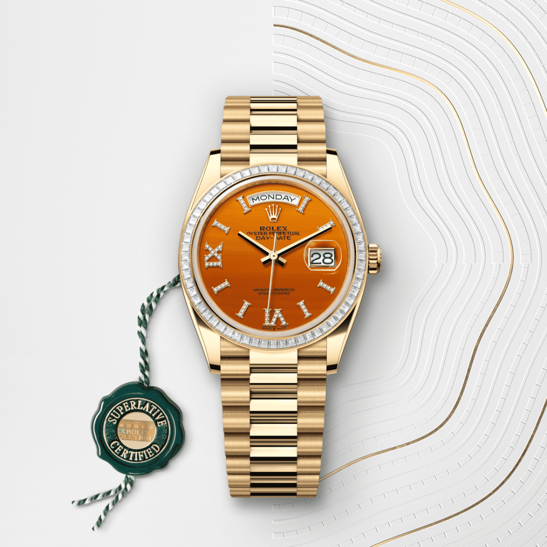 Rolex Day-Date 36 Oyster, 36 mm, sarı altın ve pırlanta M128398TBR-0018