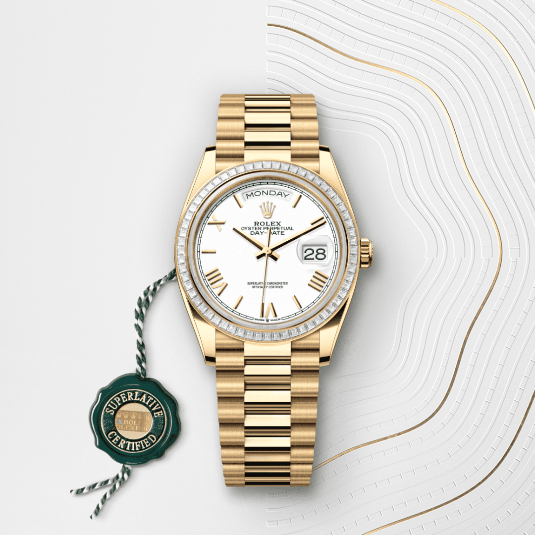 Rolex Day-Date 36 Oyster, 36 mm, sarı altın ve pırlanta M128398TBR-0026
