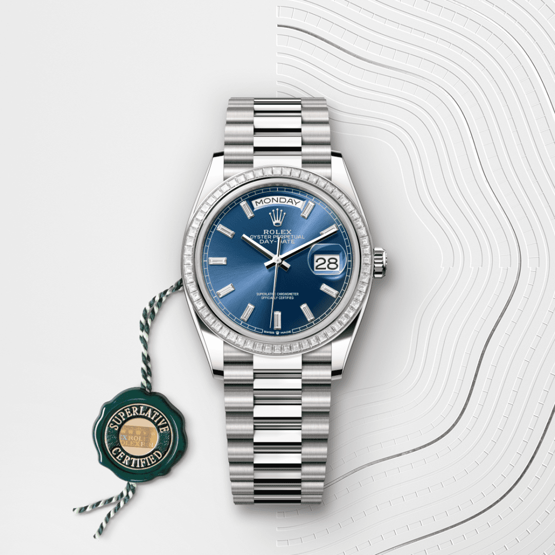Rolex Day-Date 36 Oyster, 36 mm, beyaz altın ve pırlanta M128399TBR-0027