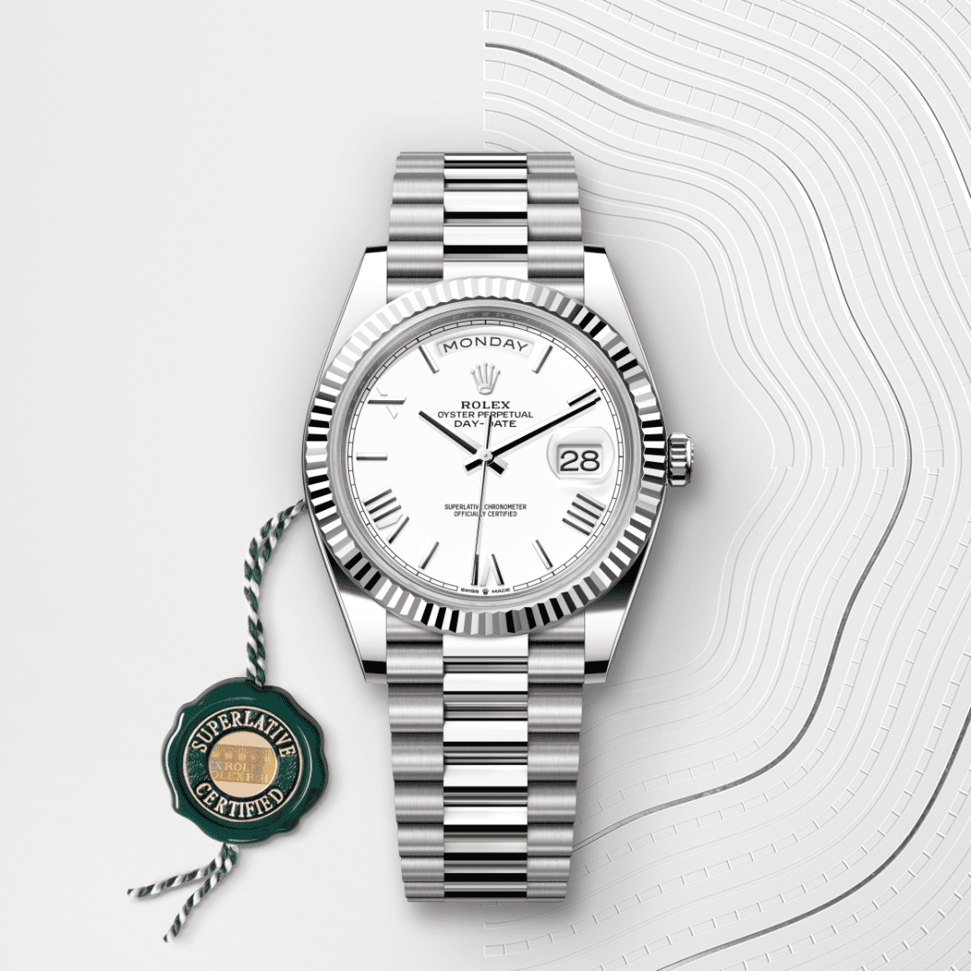 Rolex Day-Date 40 Oyster, 40 mm, beyaz altın M228239-0046
