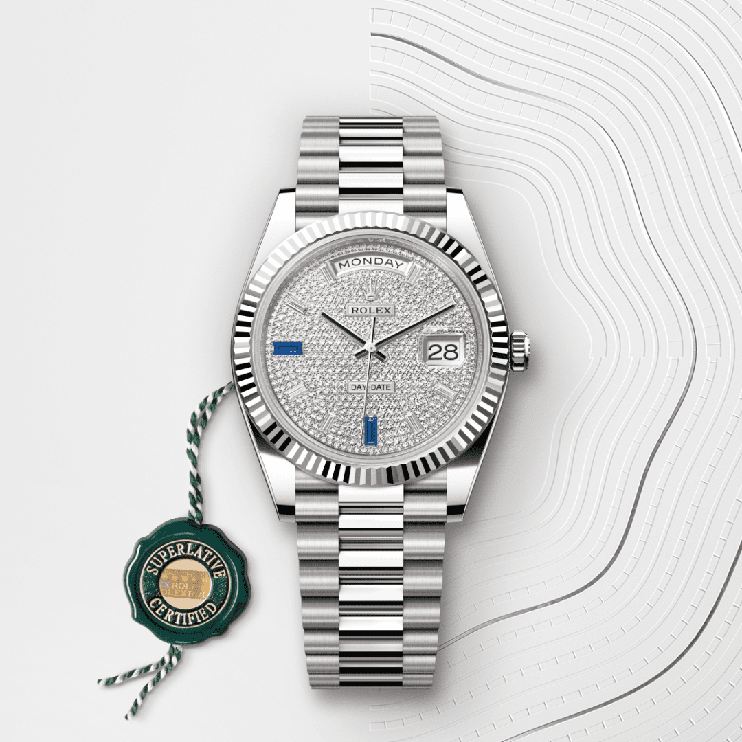 Rolex Day-Date 40 Oyster, 40 mm, beyaz altın M228239-0049