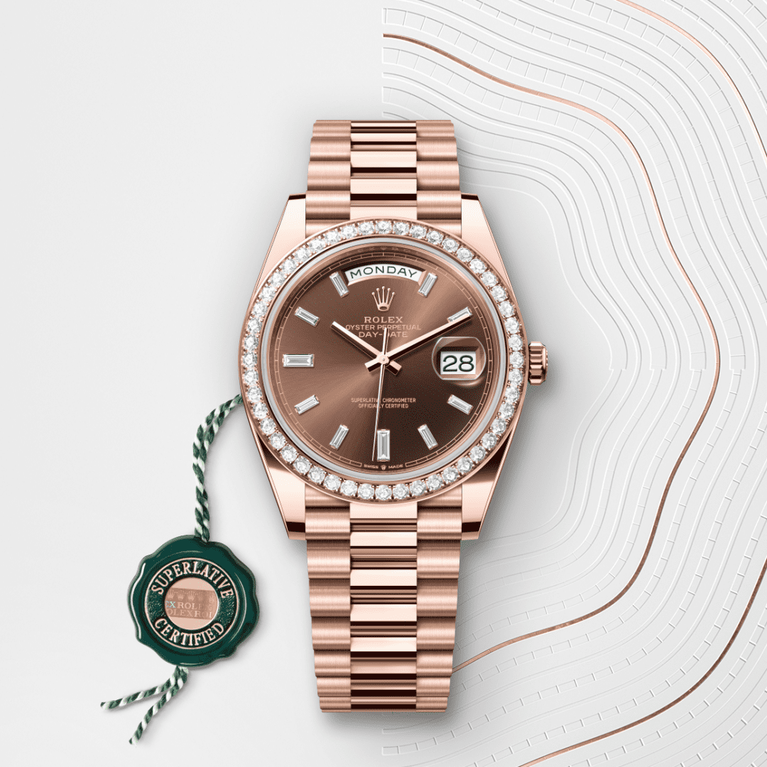 Rolex Day-Date 40 Oyster, 40 mm, Everose altın ve pırlanta M228345RBR-0006