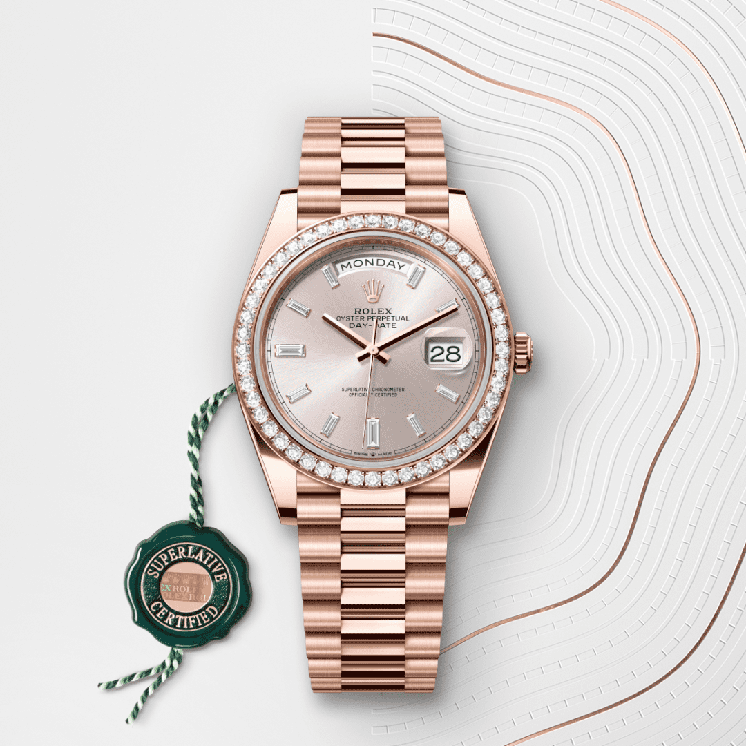 Rolex Day-Date 40 Oyster, 40 mm, Everose altın ve pırlanta M228345RBR-0007