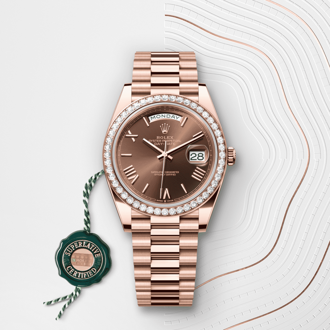 Rolex Day-Date 40 Oyster, 40 mm, Everose altın ve pırlanta M228345RBR-0009