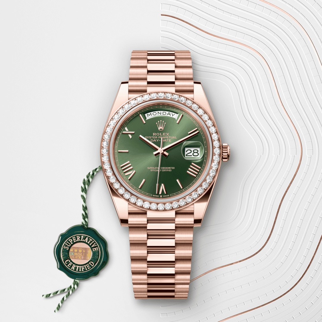 Rolex Day-Date 40 Oyster, 40 mm, Everose altın ve pırlanta M228345RBR-0011