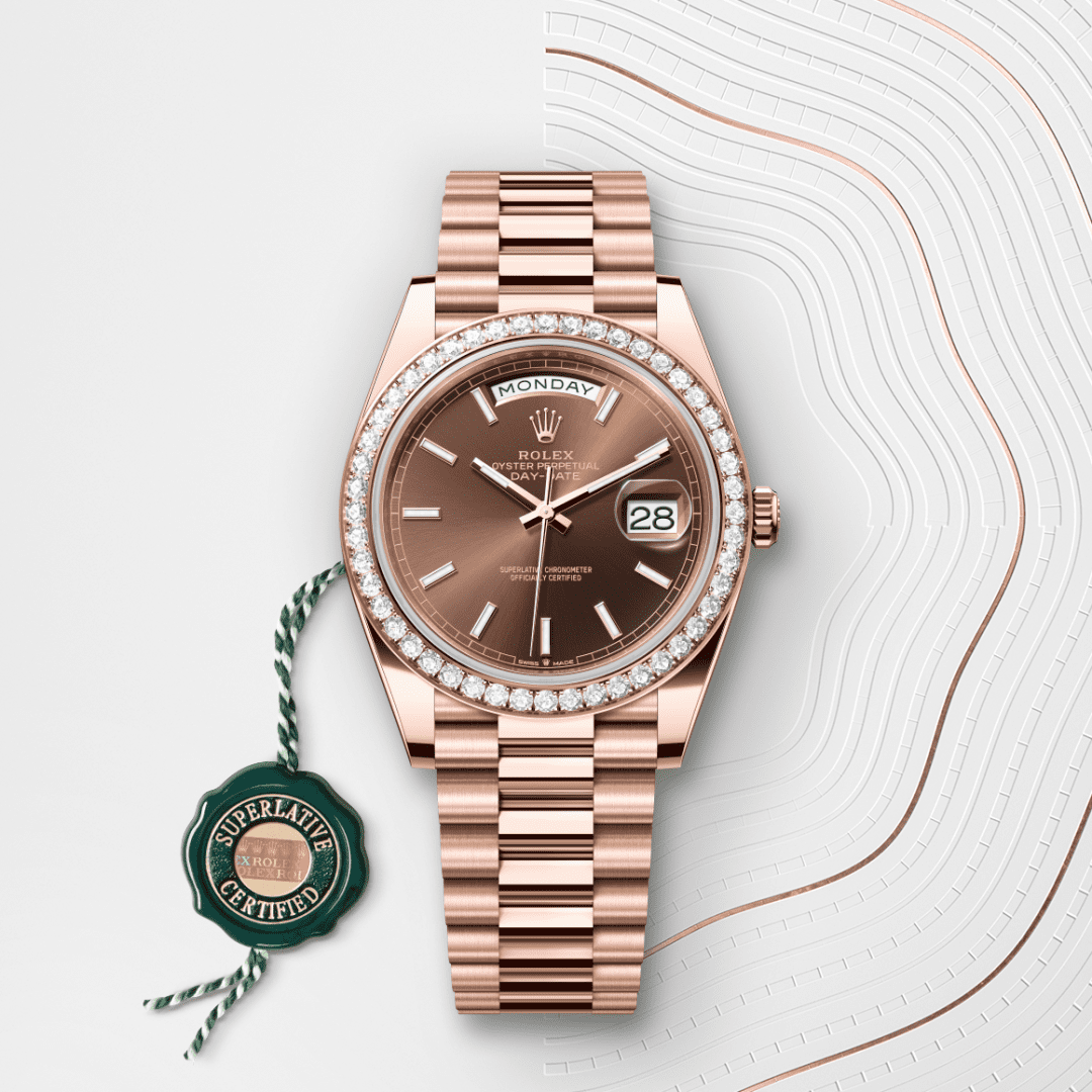 Rolex Day-Date 40 Oyster, 40 mm, Everose altın ve pırlanta M228345RBR-0024