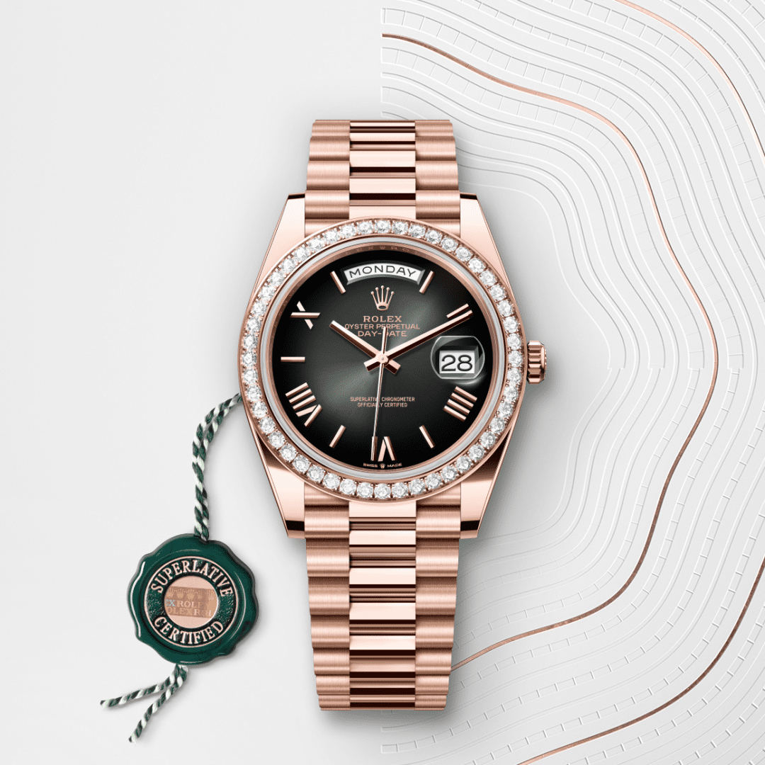 Rolex Day-Date 40 Oyster, 40 mm, Everose altın ve pırlanta M228345RBR-0025