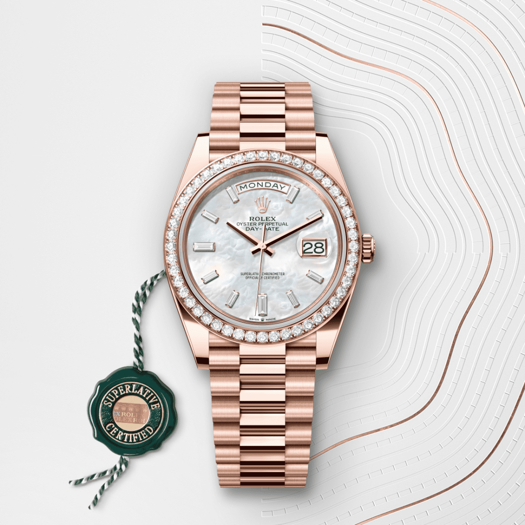 Rolex Day-Date 40 Oyster, 40 mm, Everose altın ve pırlanta M228345RBR-0026