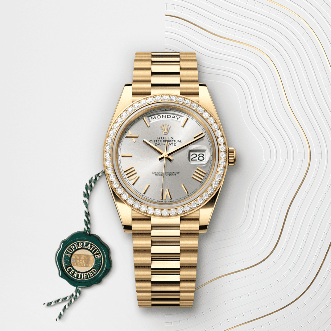 Rolex Day-Date 40 Oyster, 40 mm, sarı altın ve pırlanta M228348RBR-0007