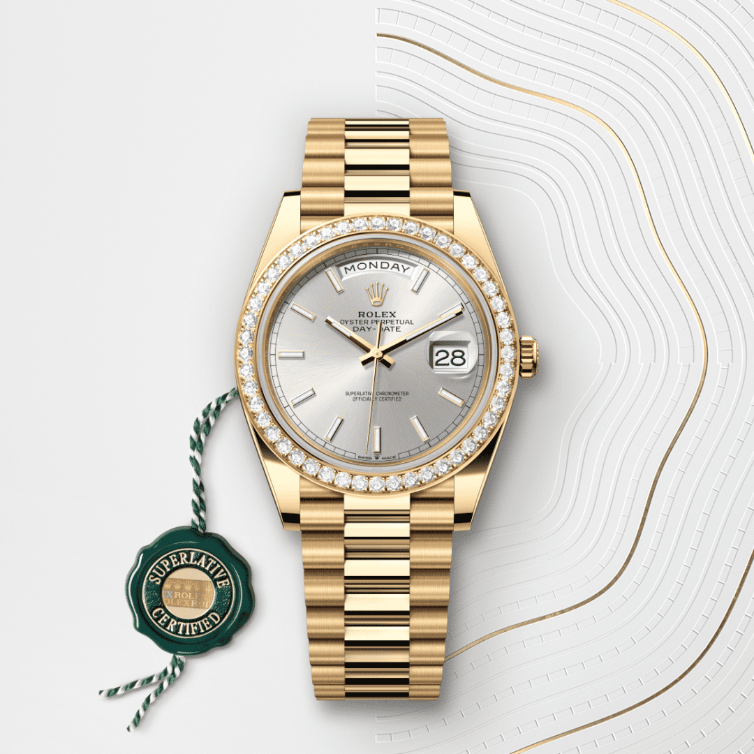 Rolex Day-Date 40 Oyster, 40 mm, sarı altın ve pırlanta M228348RBR-0042