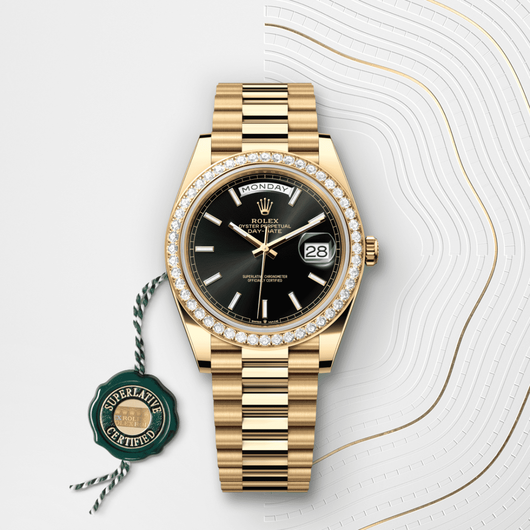 Rolex Day-Date 40 Oyster, 40 mm, sarı altın ve pırlanta M228348RBR-0043