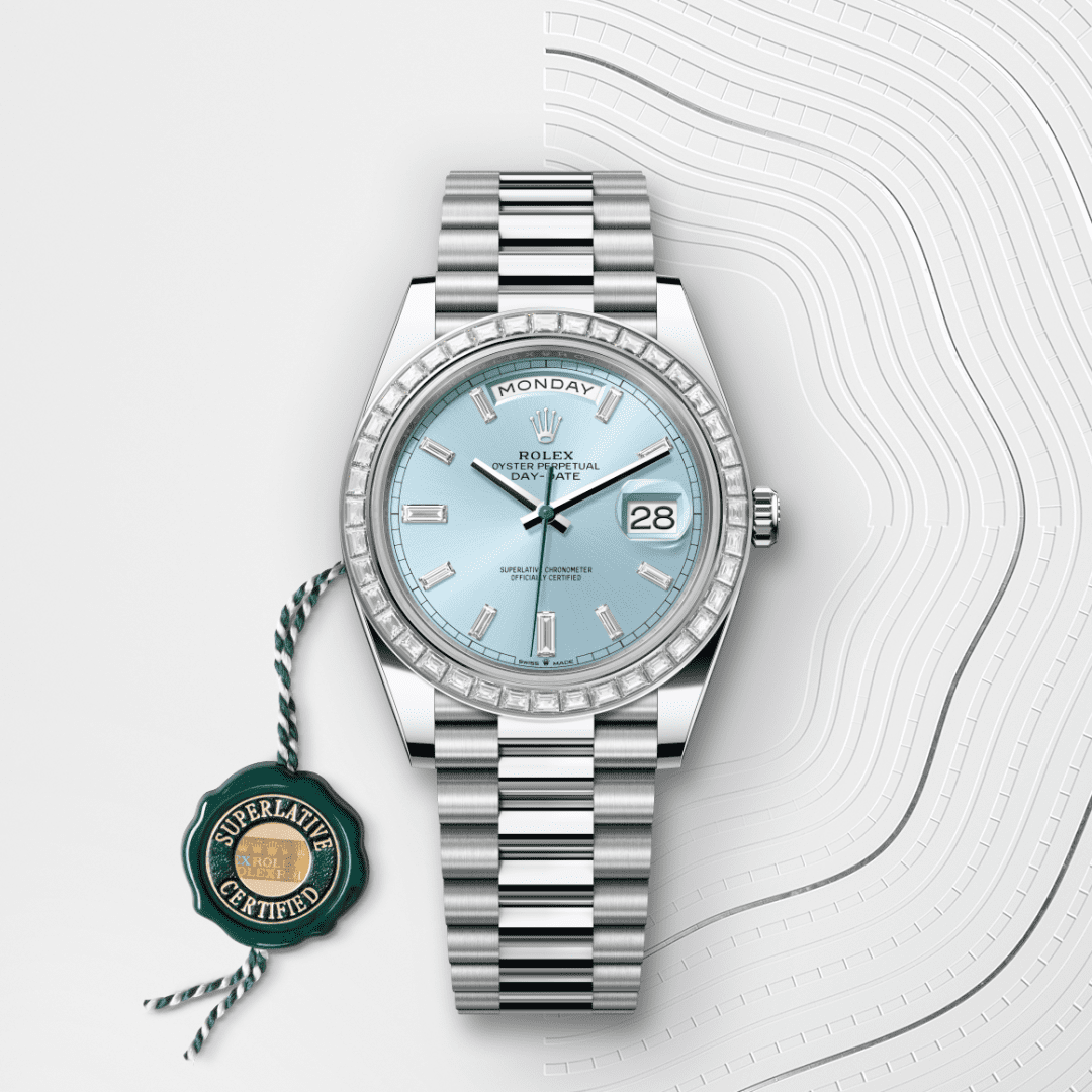 Rolex Day-Date 40 Oyster, 40 mm, platin ve pırlanta M228396TBR-0002