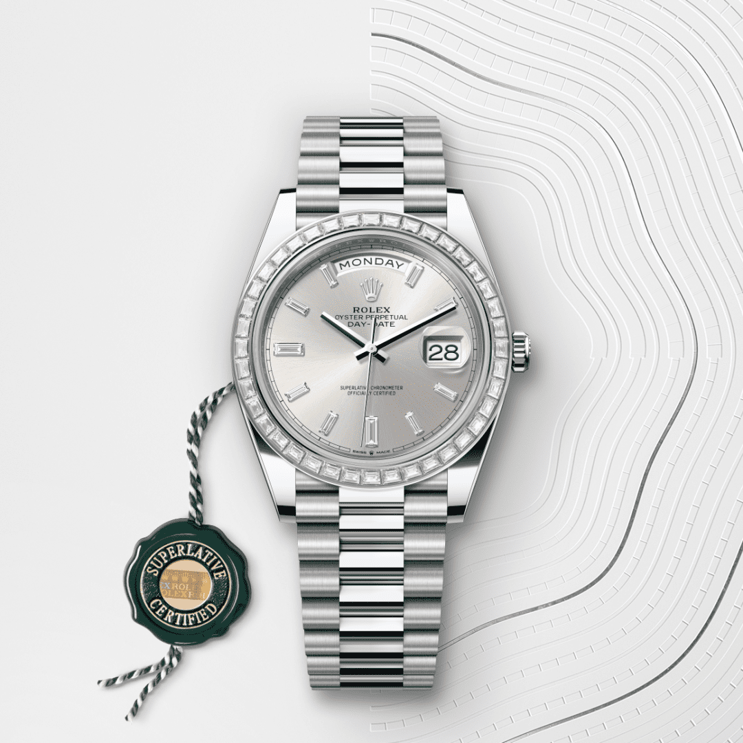 Rolex Day-Date 40 Oyster, 40 mm, platin ve pırlanta M228396TBR-0011